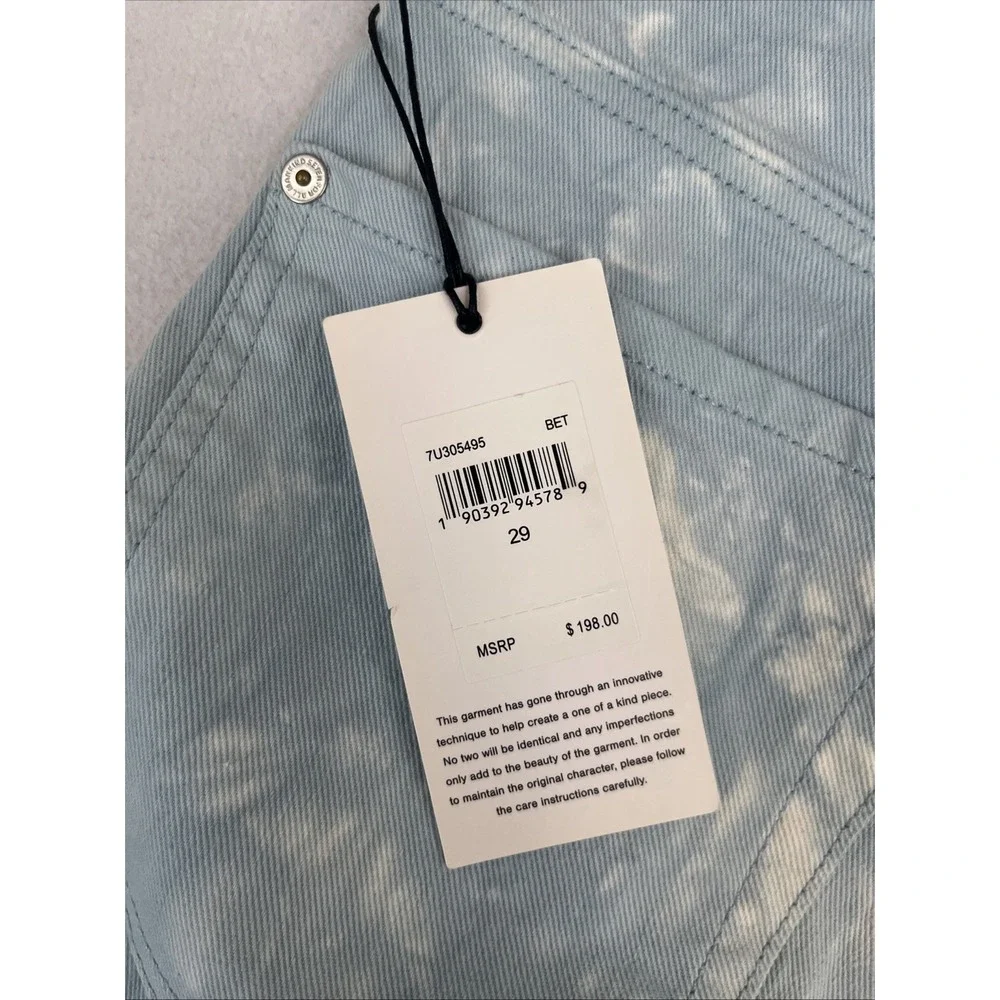 7 For All Mankind High Waisted Cropped Straight Jeans Tie Dye Blue 29 7U305495